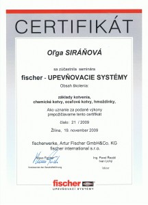 CERTIFIKÁT FISCHER